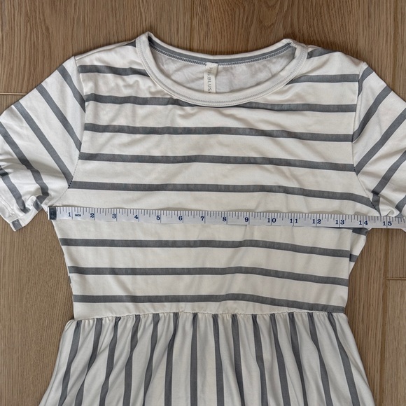 Pinkblush White + Heather Grey Striped Maternity Midi Dress, Summer Sundress - Picture 6 of 9